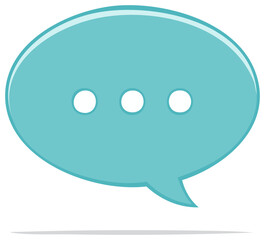 Fototapeta premium Illustration of a turquoise speech bubble with three dots, messaging concept.