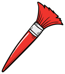 Bright Red Paintbrush Drawing for Art, Painting, and Creative Design Concepts