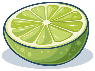 Vibrant juicy lime half slice citrus fruit vector illustration for healthy eating and beverages