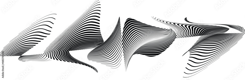 Aufkleber modern artistic layout set with design elements . many lines form wavy shapes in art style . wall ar