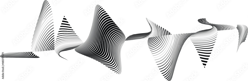 Poster modern artistic layout set with design elements . many lines form wavy shapes in art style . wall ar