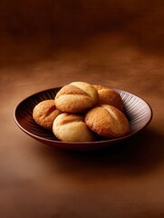 Yakgwa Cookies Served on Ceramic Plate With Ginger Brown Backdrop