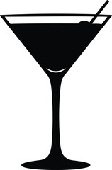 Elegant martini cocktail silhouette icon refreshing alcoholic beverage vector