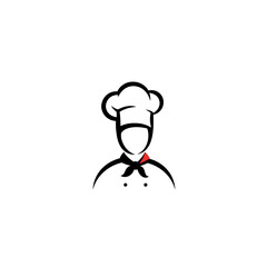 Chef character with hat, vector illustration in minimalist style. Professional occupations, culinary school, cooking and restaurants