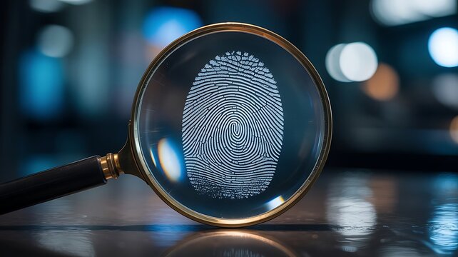 Close-Up of Fingerprint Analysis in Forensic Investigation - Powered by Adobe
