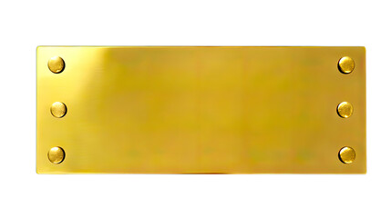 Polished Gold Metal Plaque with Six Round Fasteners, Elegant and Blank