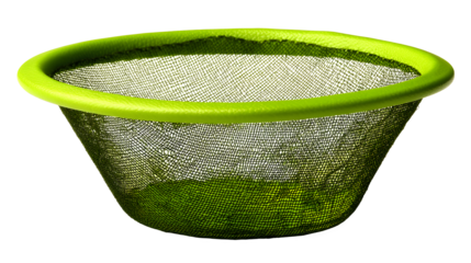 Green Wire Mesh Basket isolated on transparent background