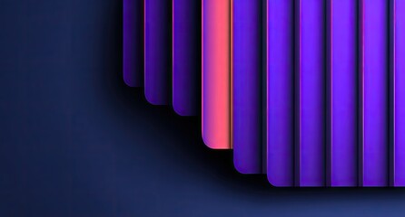 Fototapeta premium Layered, vibrant purple and pink shapes create a dynamic, geometric design.