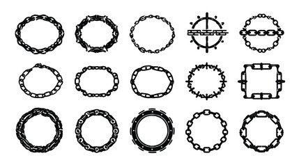 Obraz premium Set of fifteen black chain frames in various styles perfect for adding a unique touch to your designs