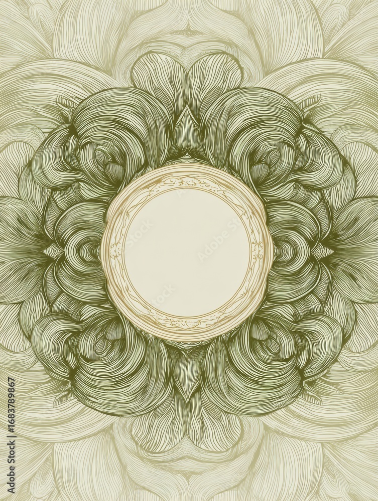 Poster elegant floral design with intricate detailing and empty center space for personalization