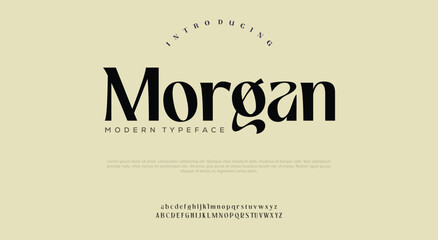 Morgan Elegant alphabet letters font set. Classic Lettering Typography Fonts regular uppercase and number. vector illustration
