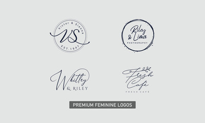 Modern minimalist typography line art illustration logo collection design trendy brand identification monochrome vector.