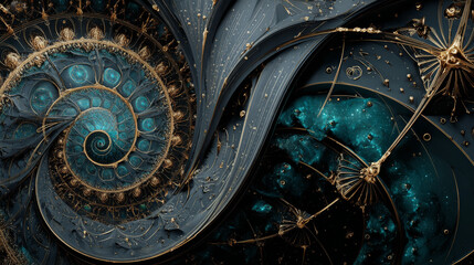 Abstract fractal patterns and shapes. Infinite universe.Mysterious psychedelic relaxation pattern. Dynamic flowing natural forms. Sacred geometry.Mystical spirals. 3D render.