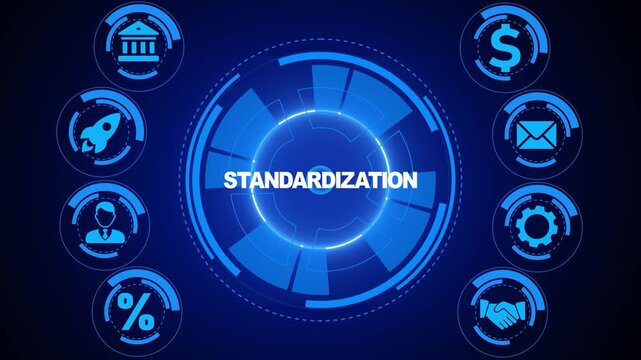 ISO Standard certification standardization quality control concept on screen.