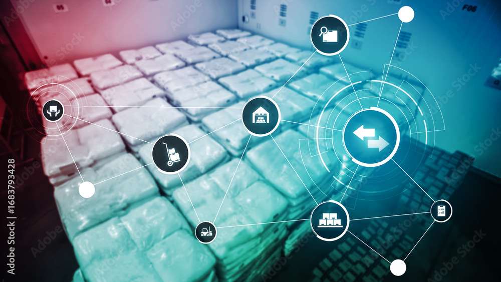 Poster smart warehouse management system with innovative internet of things technology to identify package 