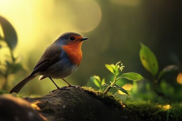 Small Bird Perched on a Branch
