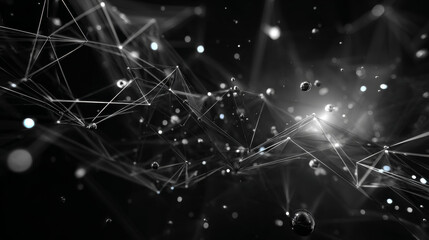 Cyberspace landscape grid.Abstract  landscape background. Abstract polygonal space low poly dark background with connecting dots and lines. Connection structure. 3d rendering. 3d technology.