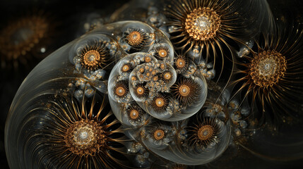 Abstract fractal patterns and shapes. Dynamic flowing natural forms. Flowers and spirals