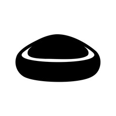 Abstract black shape with a white crescent cut out on white background