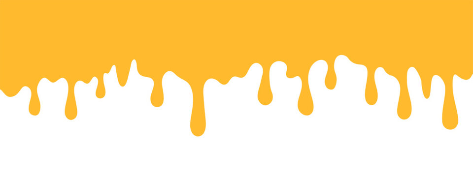 Melting cheese, dripping honey, or paint border for headers and frames. Dripping liquid border in a clean, flat design