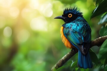 Brightly Colored Bird on a Branch