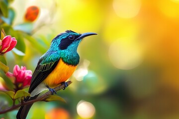 Colorful Hummingbird Perched on a Branch