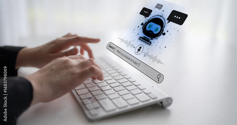Aufkleber ai assistant with voice chat interface, combining smart chatbot, voice command, and ai-powered contr