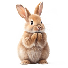 Obraz premium Adorable fluffy baby bunny rabbit with cute paws and big ears sitting primetop image transparent background