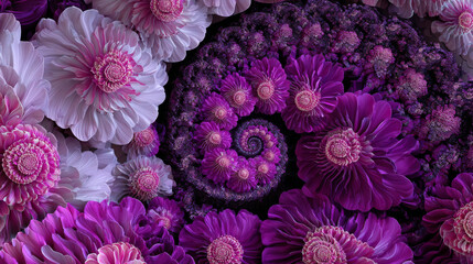 Abstract fractal patterns and shapes. Flowers and spirals