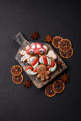 Christmas gingerbread cookies as winter holiday food background . Christmas gingerbread