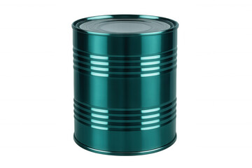 Shiny closed green tin can with a transparent background, ideal for food and beverage related projects