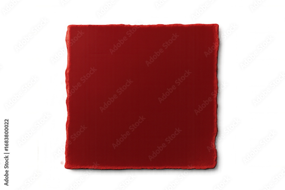 Poster red torn paper piece isolated on transparent background, ideal for creative projects needing a touch