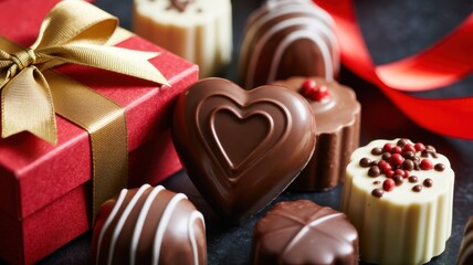 Indulge in the sweetness of valentines day with delicious chocolate treats and a beautifully wrapped gift box, perfect for showing your love