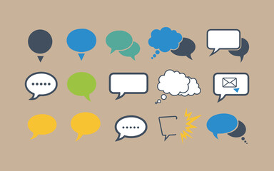 Collection of diverse speech bubbles and thought bubbles for communication and ideas