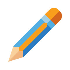 Illustration of blue pencil with eraser on black background