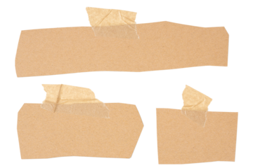 Set of various cardboard pieces attached with masking tape, cut out, creating a template for messages