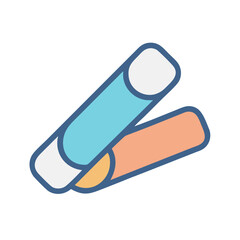 Two crayon sticks overlapping each other on a black background