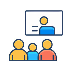 Online conference call presentation group meeting icon graphic vector