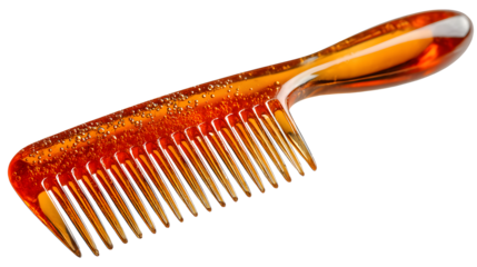 Amber comb with bubbles isolated on transparent background