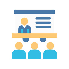 Business conference teaching presentation in flat design style icon