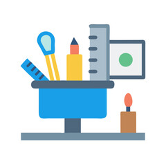 Vector Illustration of Stationery Set on a Black Background