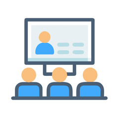 Flat design online meeting or webinar visual representation