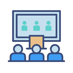 Business Meeting: stylized figures at a presentation on screen