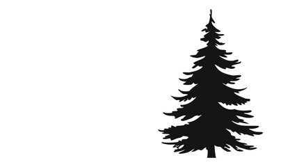 Obraz premium Evergreen Fir Tree Silhouette Vector – Black Conifer Forest Illustration