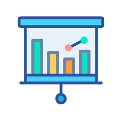 Presentation chart with bars and trend line illustration