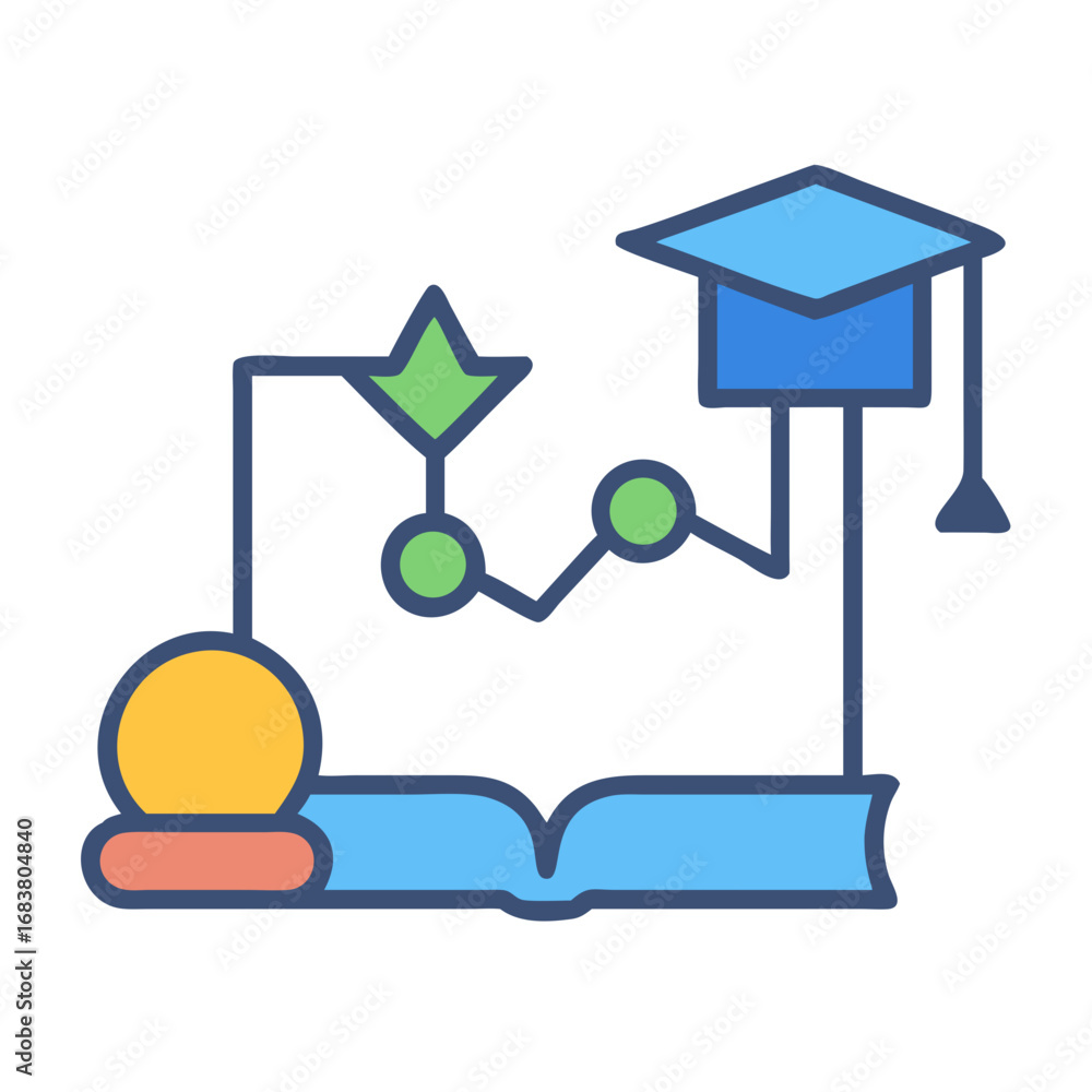 Poster abstract learning and knowledge concept with graduation cap and book