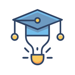 Lightbulb with graduation cap represents academic achievement and innovation