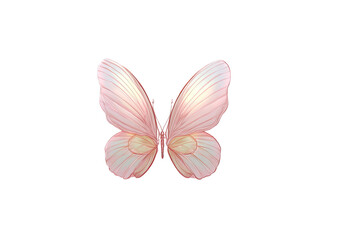 Pale pink butterfly, wings translucent with soft shading, isolated on black background