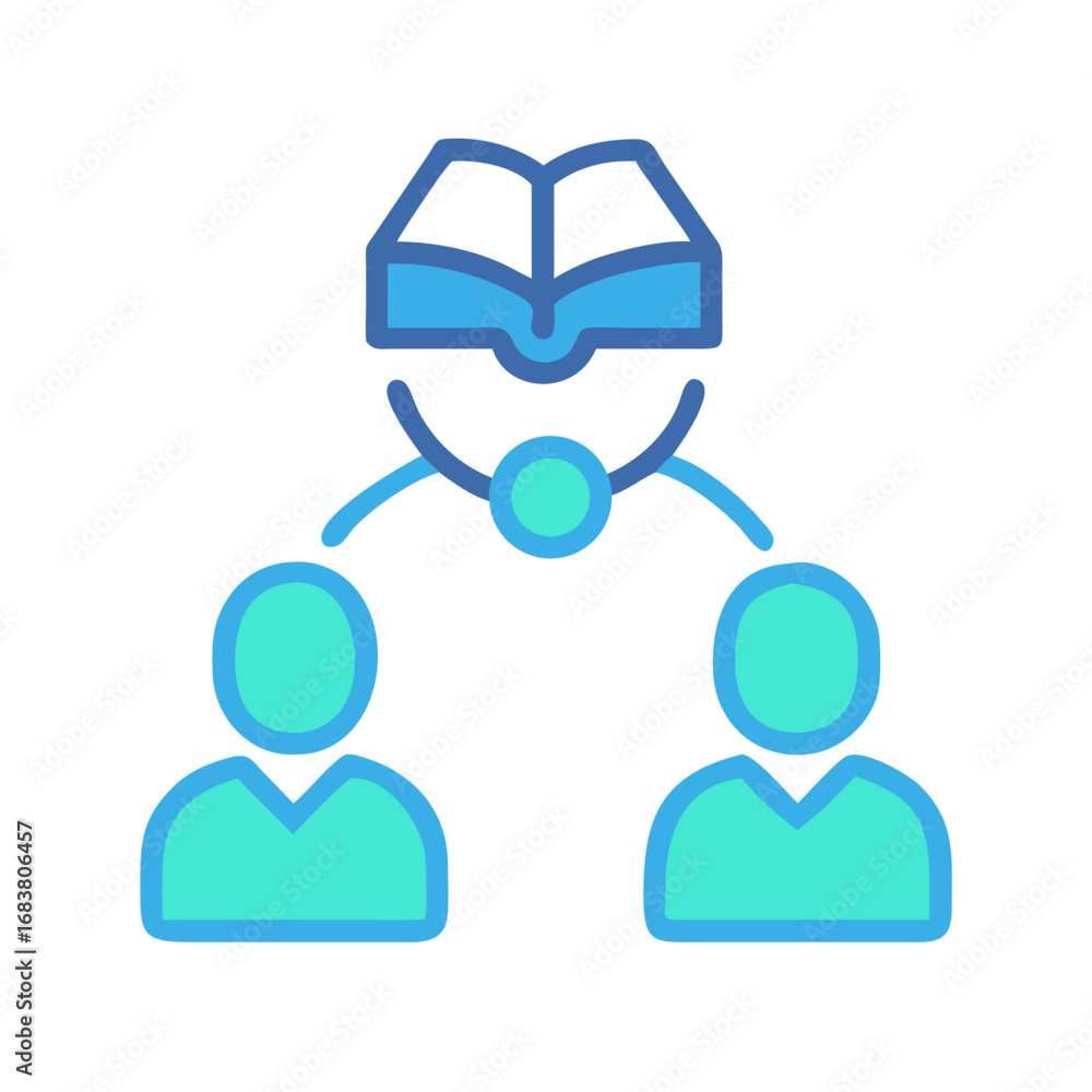 Poster Learning concept image with two people and open book