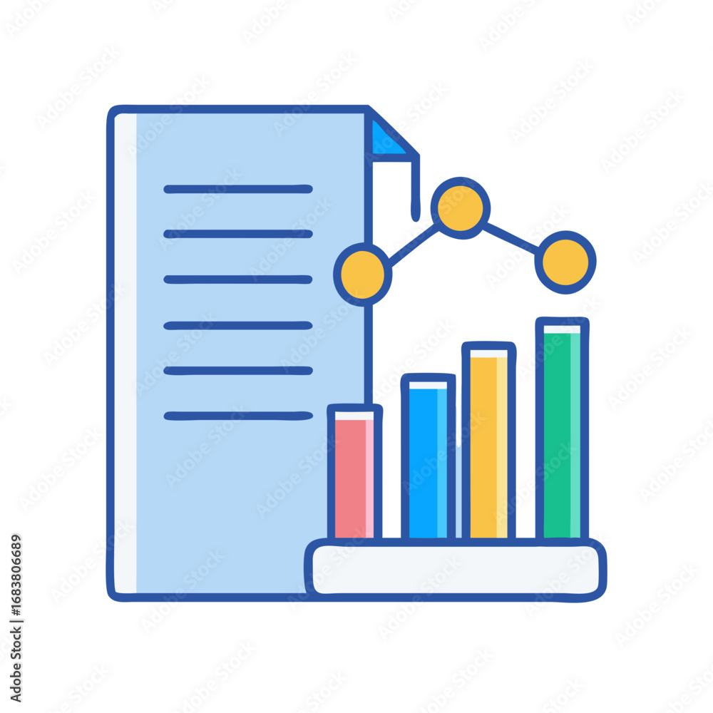 Poster financial report and business graph with data visualization elements